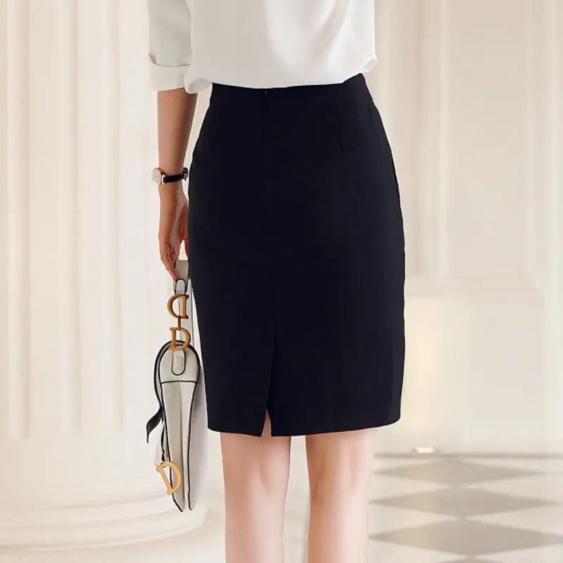 Suit Skirt Black One Step Skirt Professional Wear Bag Skirt CJ