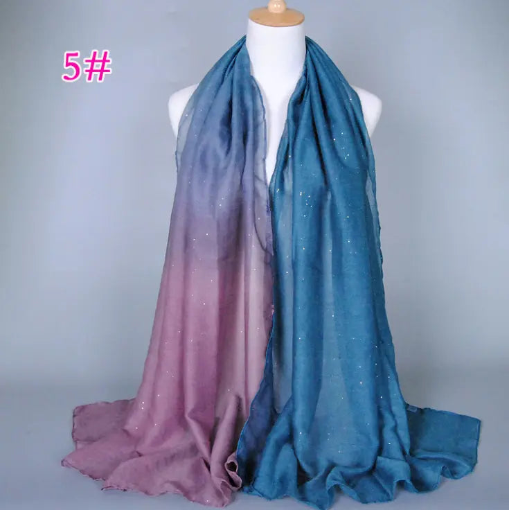 New cotton and linen Balinese women's scarf Classic hot stamping gradient autumn and winter women's scarf CJ