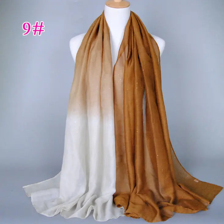 New cotton and linen Balinese women's scarf Classic hot stamping gradient autumn and winter women's scarf CJ