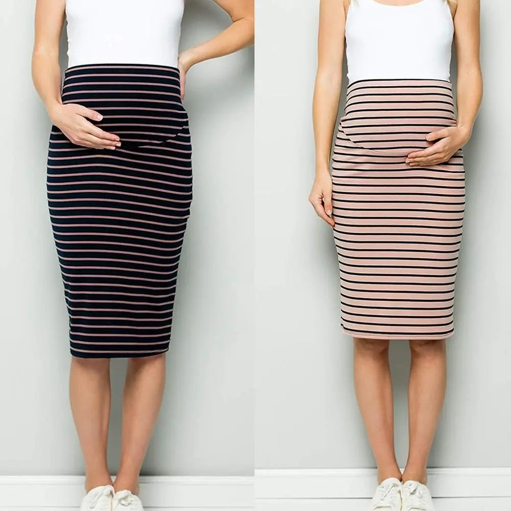 Multifunctional mother breastfeeding stripe mid-length skirt women's spot CJ