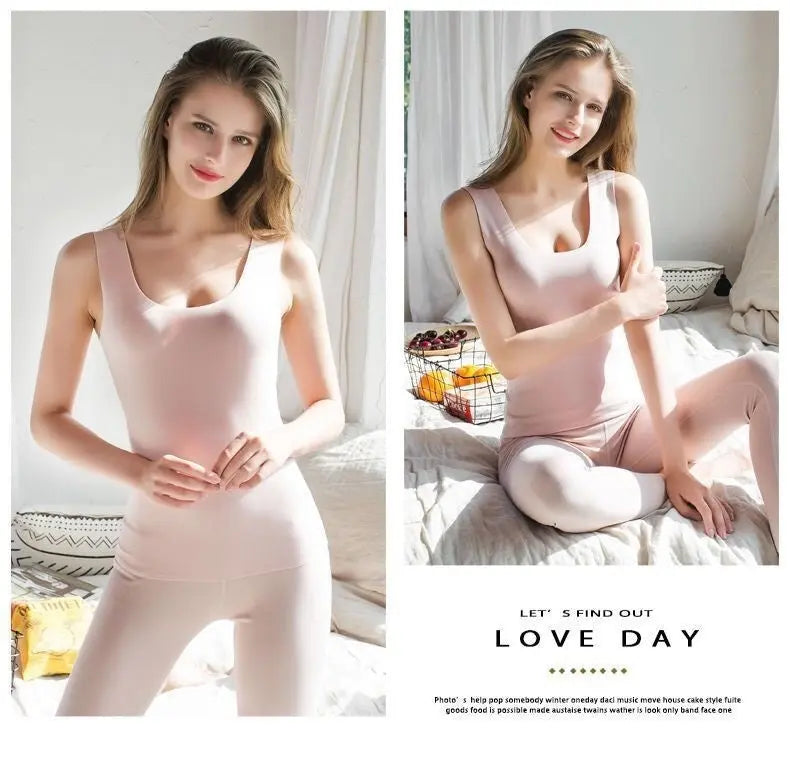 Autumn And Winter Dralon Seamless Thermal Vest Women's Fleece-lined Thin Slim Fit Thermal Clothes CJ