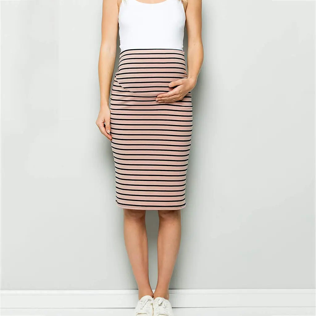 Multifunctional mother breastfeeding stripe mid-length skirt women's spot CJ