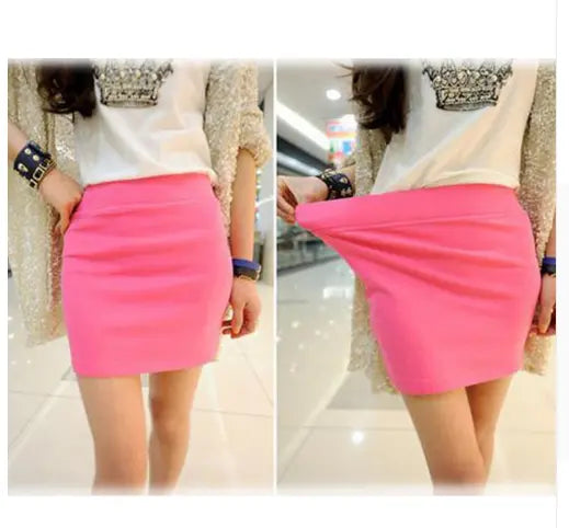 Fashion Women Ladies Sexy Summer Packs Hip Pencil Skirt High Waist Pleated Elastic Slim Mini Skirts for Office Party CJ