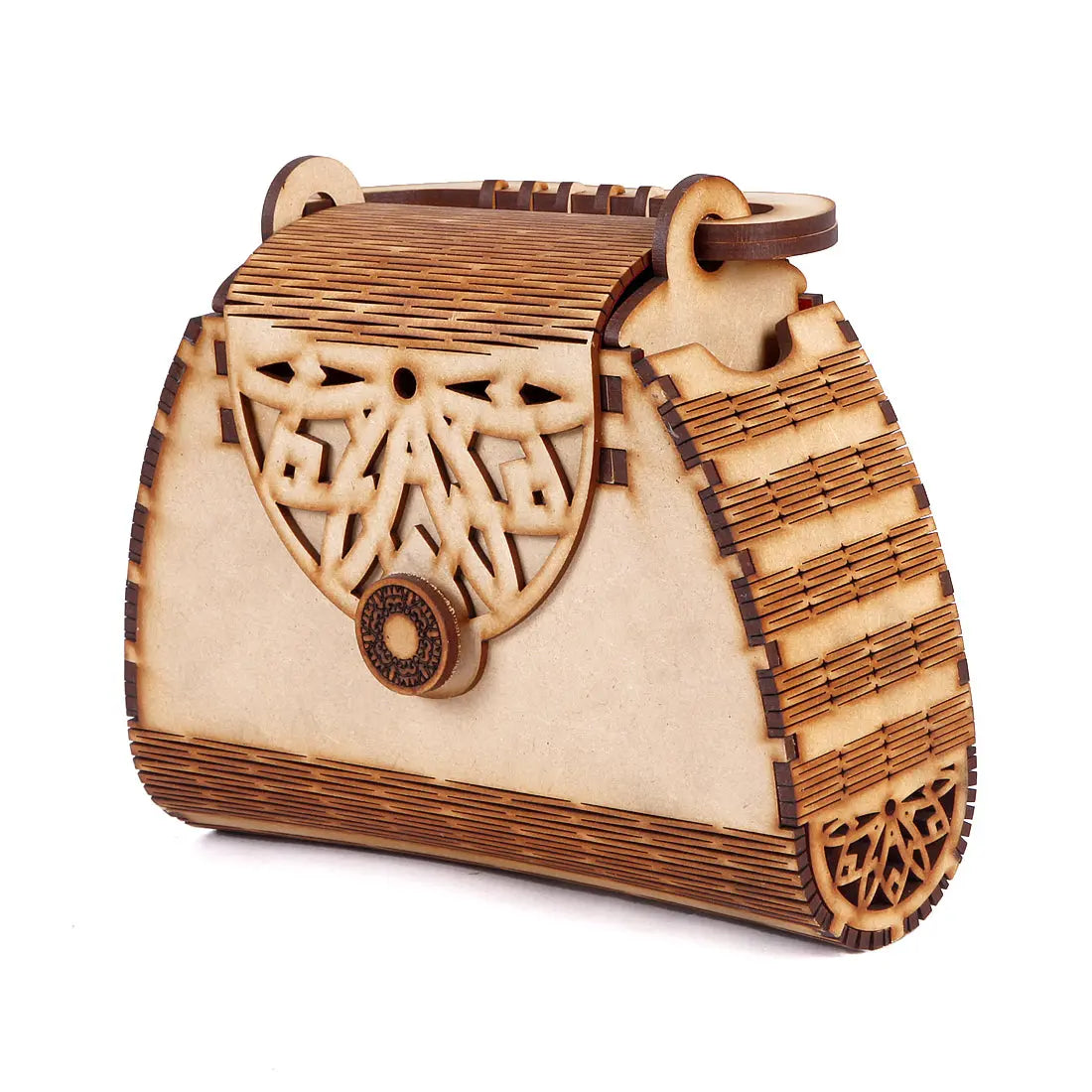 Women's Handcrafted Wooden Light Weight Unique Purse Handbag Attractive Sister
