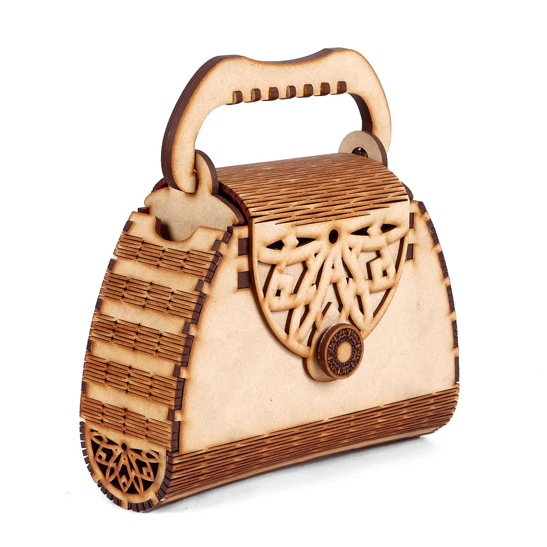 Women's Handcrafted Wooden Light Weight Unique Purse Handbag Attractive Sister