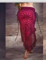 Digitally Printed Lace Stitching Irregular Skirt CJ