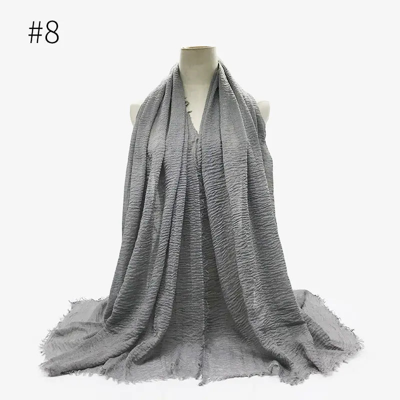Bubble plain Scarf / cotton scarf fringes women soft solid hijab popular muffler shawls big Pashmina wrap hijab CJ