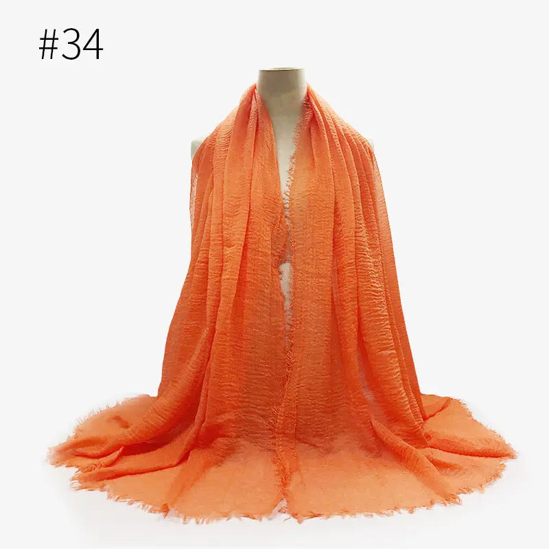 Bubble plain Scarf / cotton scarf fringes women soft solid hijab popular muffler shawls big Pashmina wrap hijab CJ