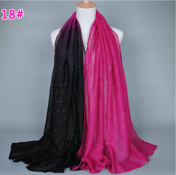 New cotton and linen Balinese women's scarf Classic hot stamping gradient autumn and winter women's scarf CJ