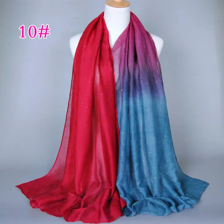 New cotton and linen Balinese women's scarf Classic hot stamping gradient autumn and winter women's scarf CJ