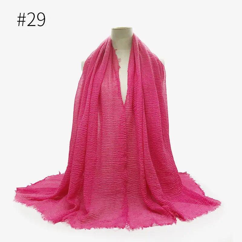 Bubble plain Scarf / cotton scarf fringes women soft solid hijab popular muffler shawls big Pashmina wrap hijab CJ