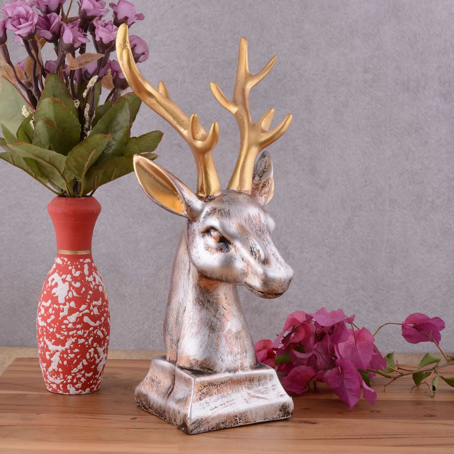 M/S PREM CRAFTS Resin Deer Head Showpiece Animal Figurine for Table Top Good Luck Vaastu Statue -01 M/S PREM CRAFTS