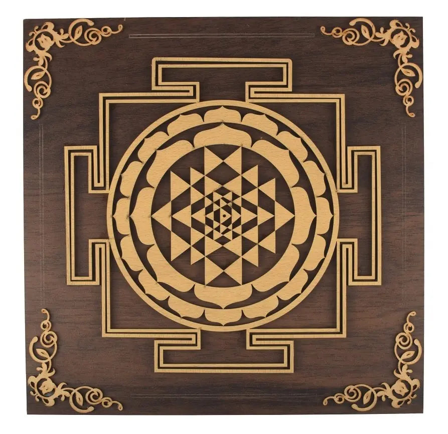 Boho Wooden Sri Yantra Mandala Art for Wall Decor Attractive Sister
