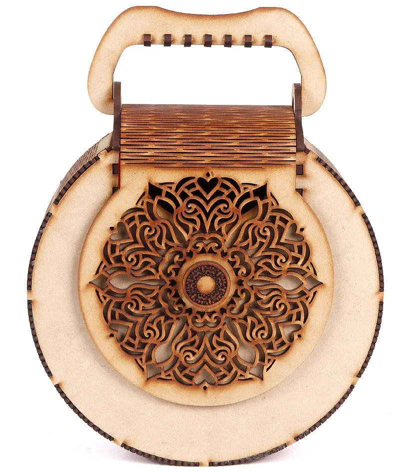 Handmade Wooden Handbag Purse - Unique Rakhi Gift for Sister Attractive Sister