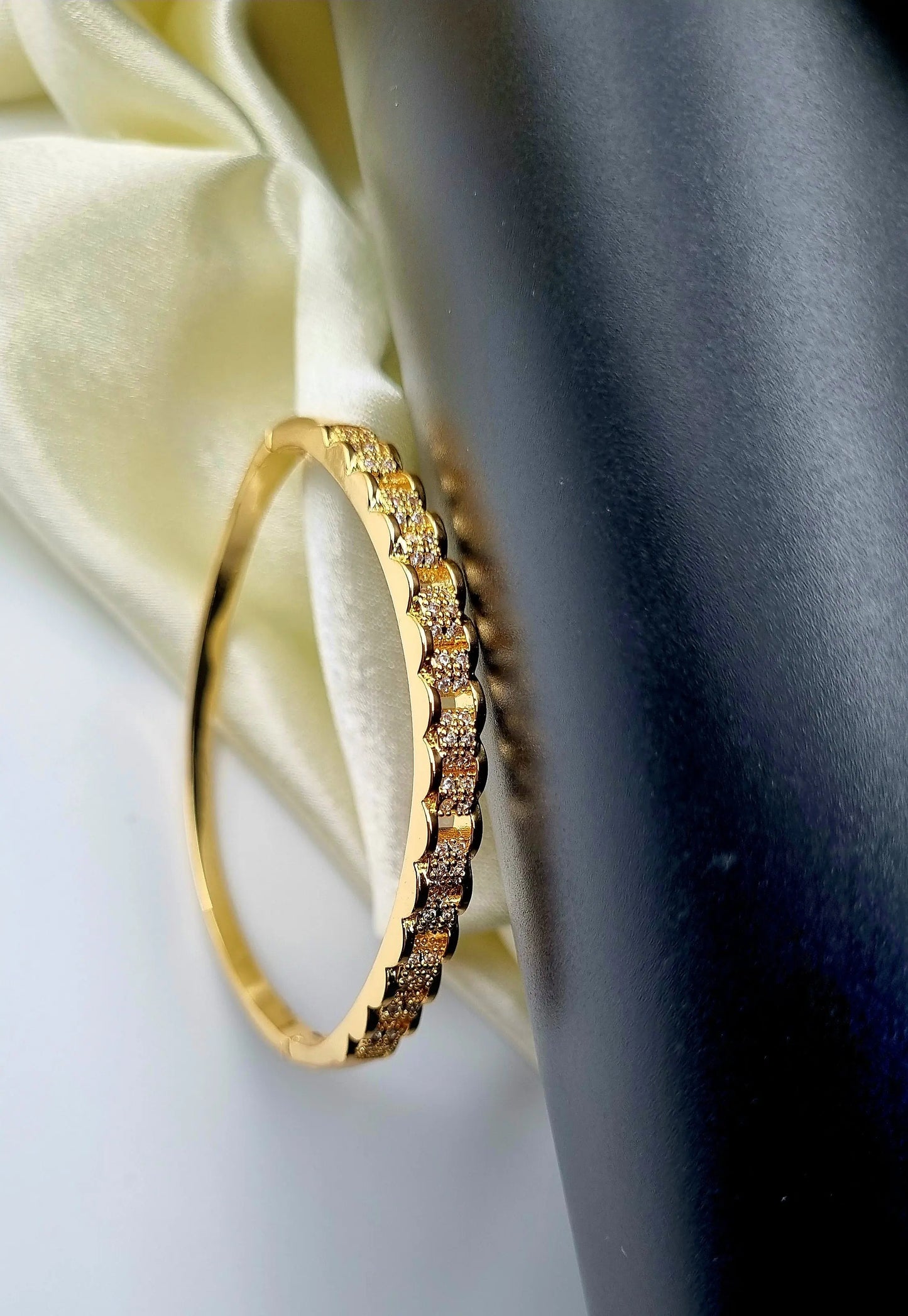 "Radiant Elegance: CZ Stone Bangle Bracelet" Attractive Sister