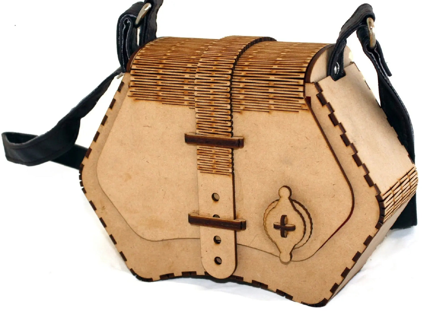 Artisan Wooden Geometric Handbag with Adjustable Strap Attractive Sister