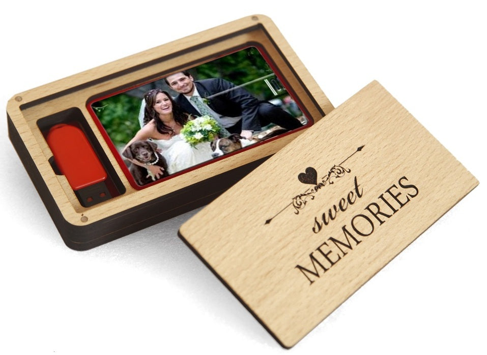 Wooden Pen Drive Organizer Box with Cover & Compartments - Stylish Storage Solution Attractive Sister