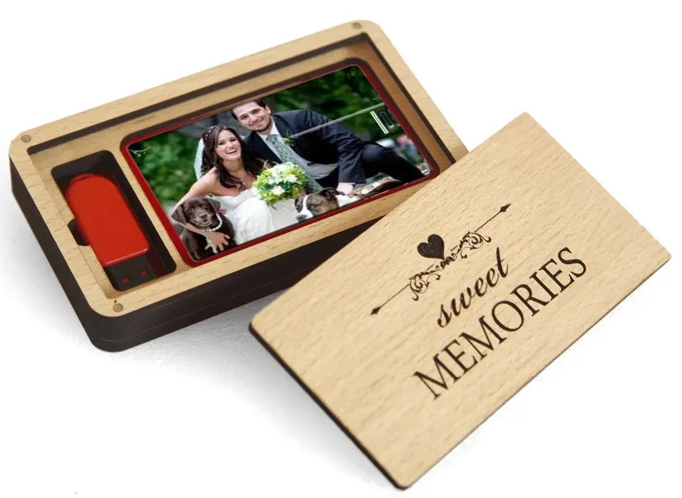 Wooden Pen Drive Organizer Box with Cover & Compartments - Stylish Storage Solution Attractive Sister