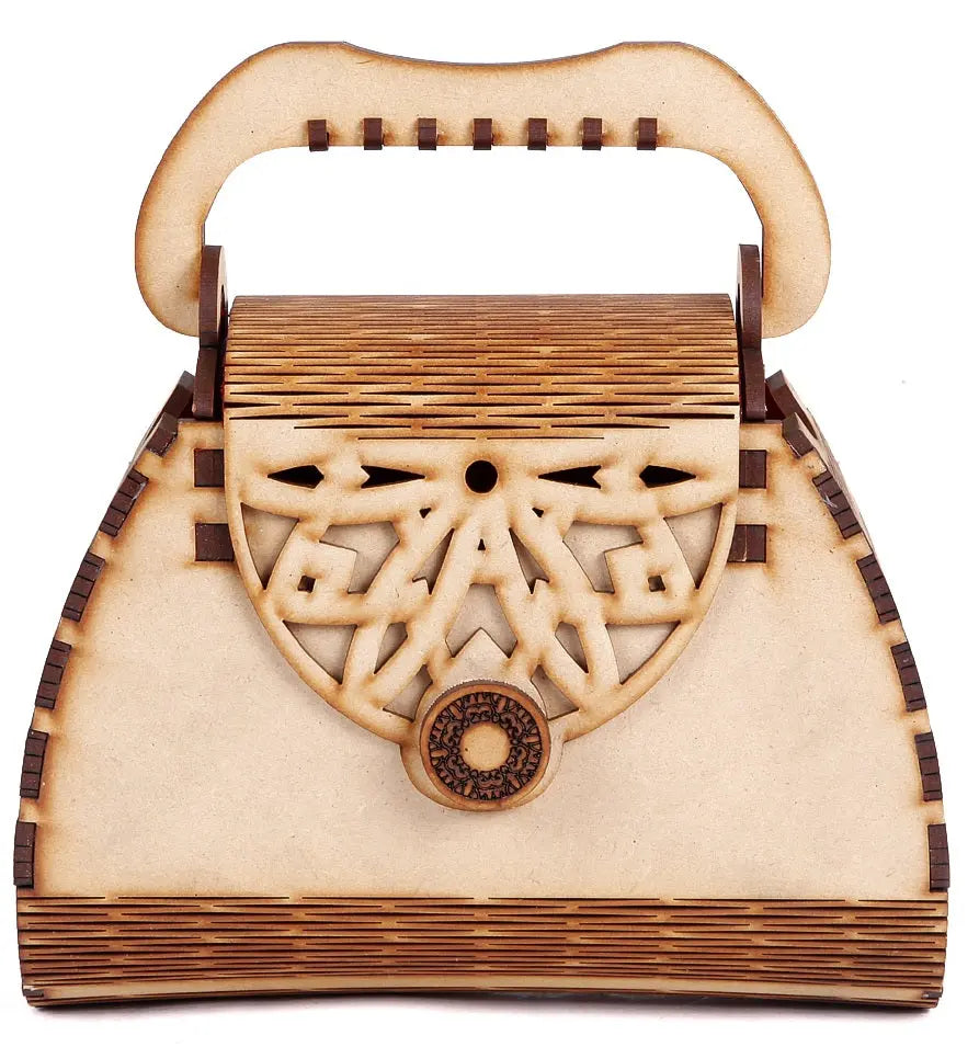 Women's Handcrafted Wooden Light Weight Unique Purse Handbag Attractive Sister