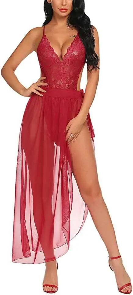 Women's Lingerie Lace Chemise Nightgown - Sexy Hot Sleepwear Babydoll for Honeymoon, First Night, Anniversary Attractive Sister