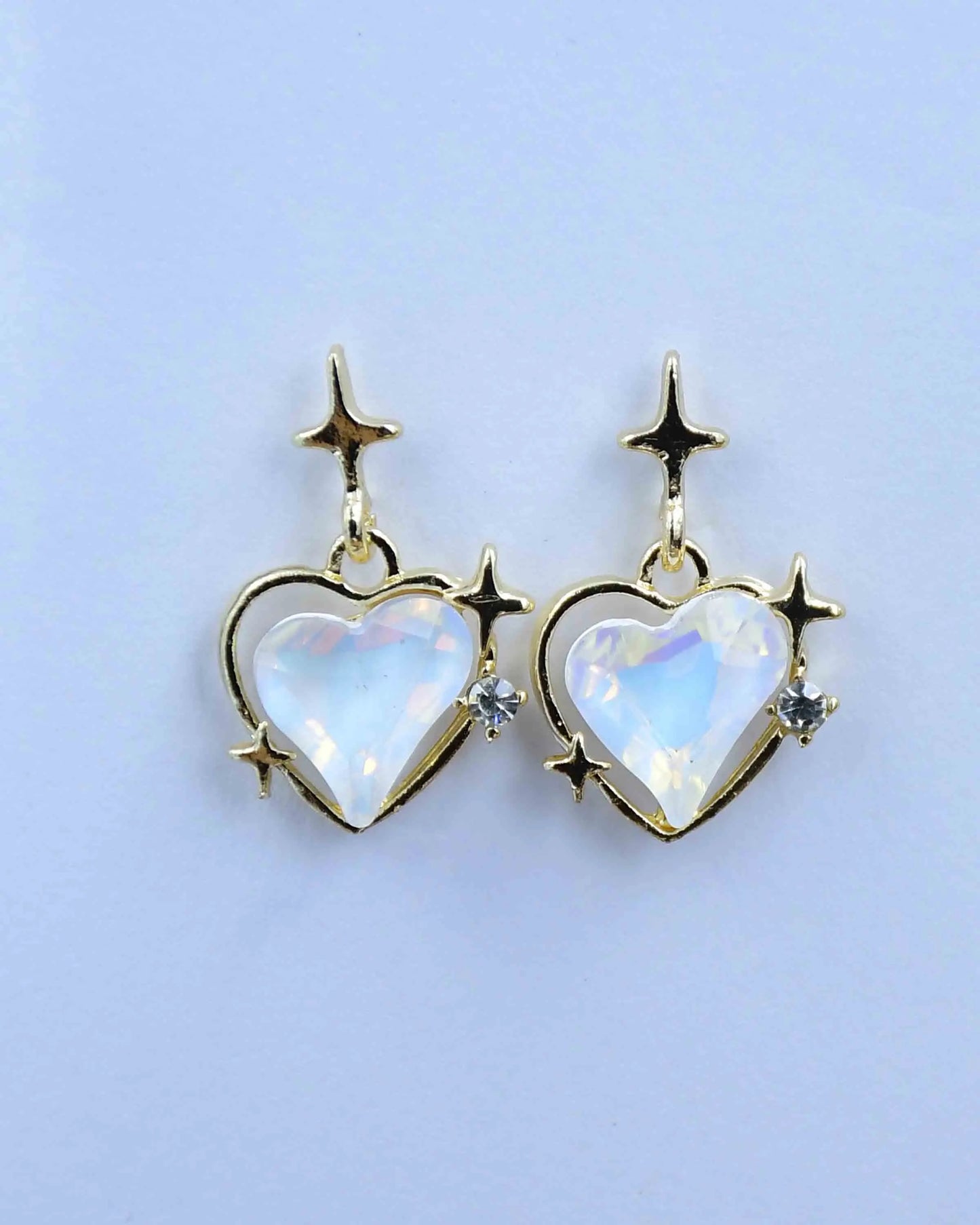 Gold Heart-Shaped Stud Earrings Attractive Sister
