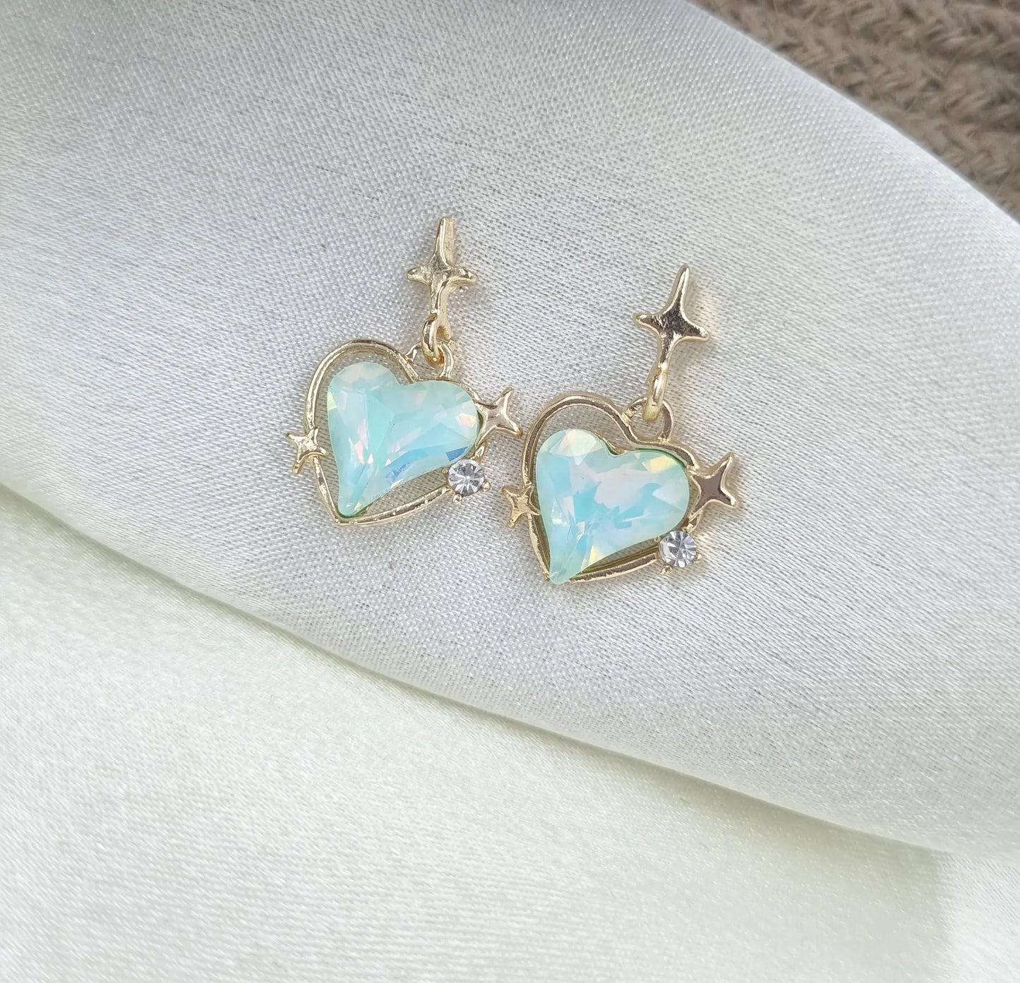 Gold Heart-Shaped Stud Earrings Attractive Sister