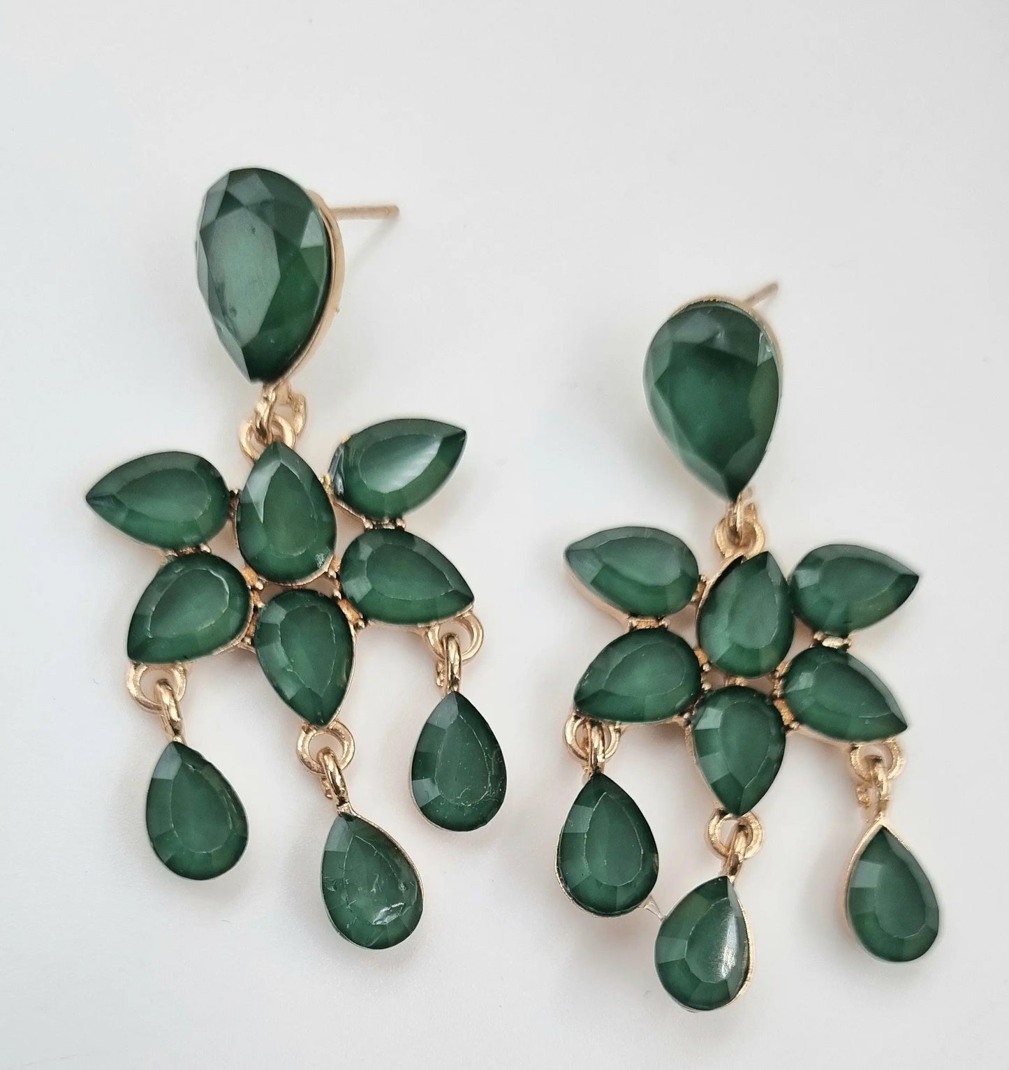 Dazzling Green Crystal Drop Earrings Attractive Sister