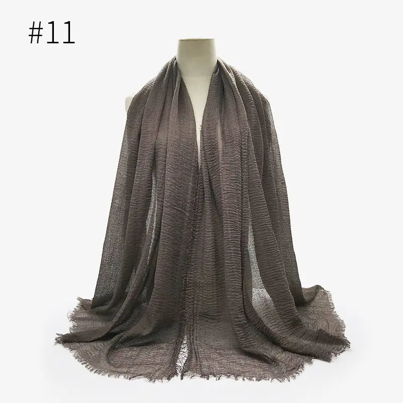 Bubble plain Scarf / cotton scarf fringes women soft solid hijab popular muffler shawls big Pashmina wrap hijab CJ