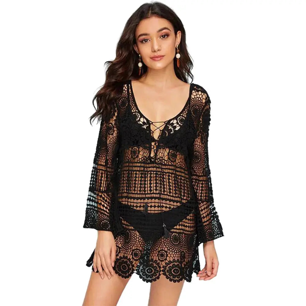 Lace Loose Beach Vacation Smock Dress Women CJ