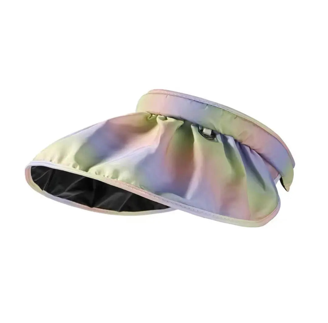 Women's Gradient Black Rubber Large Eaves Sun Visor Shell Hat CJ