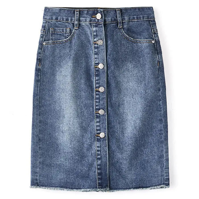 Button front slit slim slimming hip skirt CJ