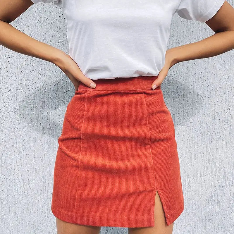 Corduroy split skirt CJ
