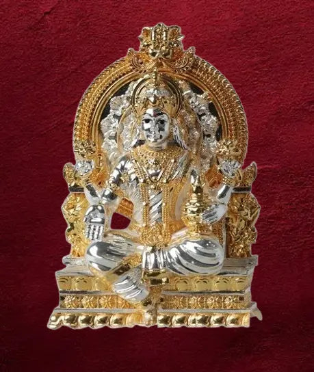 Gold and Silver Plated Maa Laxmi Ji Statue - 165g, 3.75" x 1.75" x 2.25" - Prosperity Idol Attractive Sister