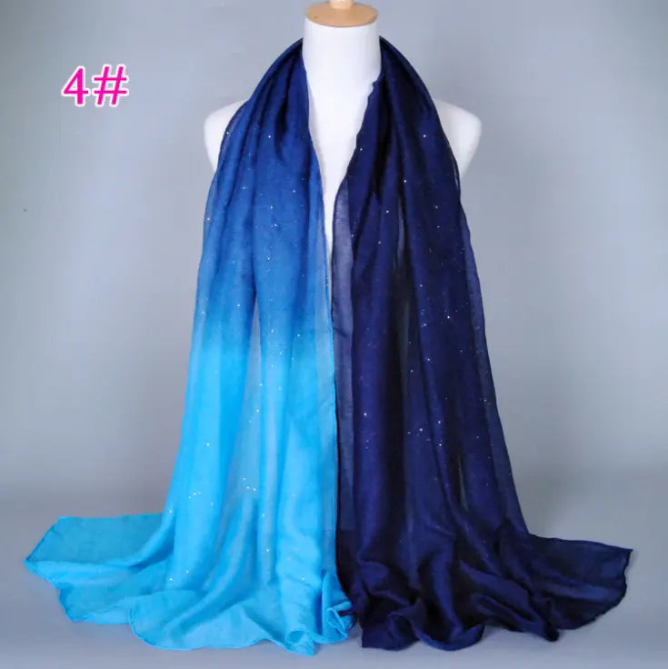 New cotton and linen Balinese women's scarf Classic hot stamping gradient autumn and winter women's scarf CJ
