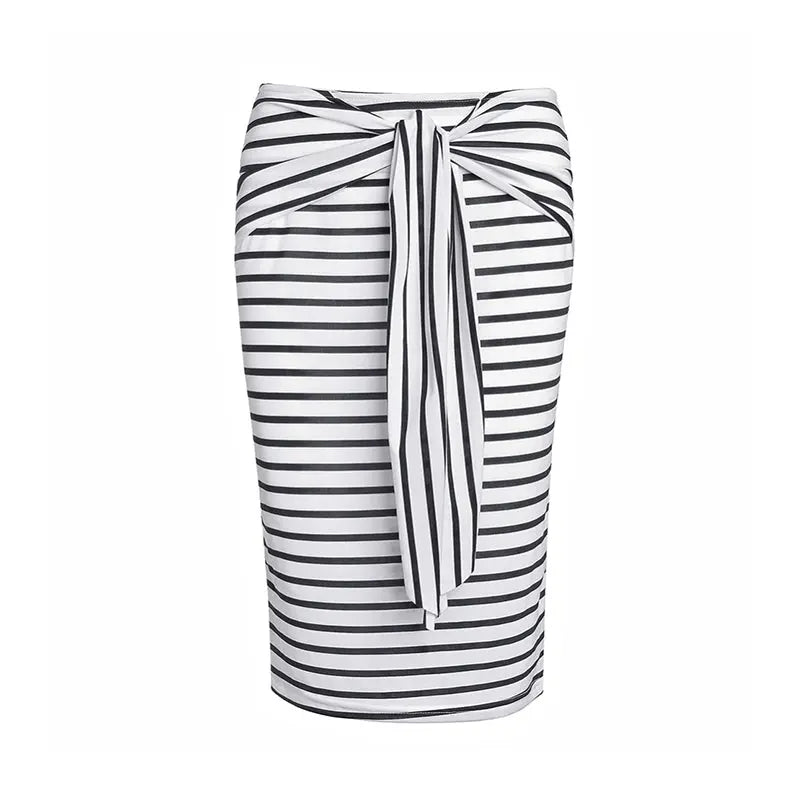 High waist striped lace tight hip skirt CJ