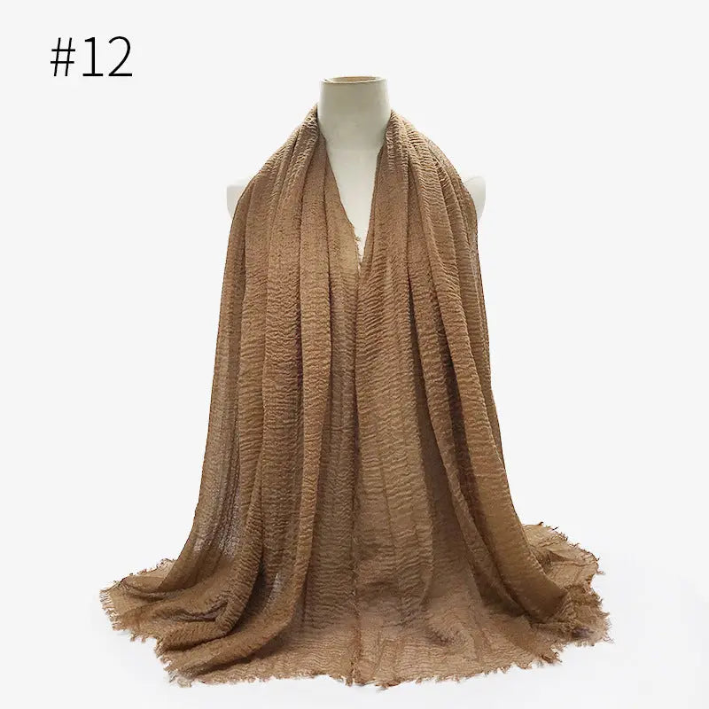 Bubble plain Scarf / cotton scarf fringes women soft solid hijab popular muffler shawls big Pashmina wrap hijab CJ