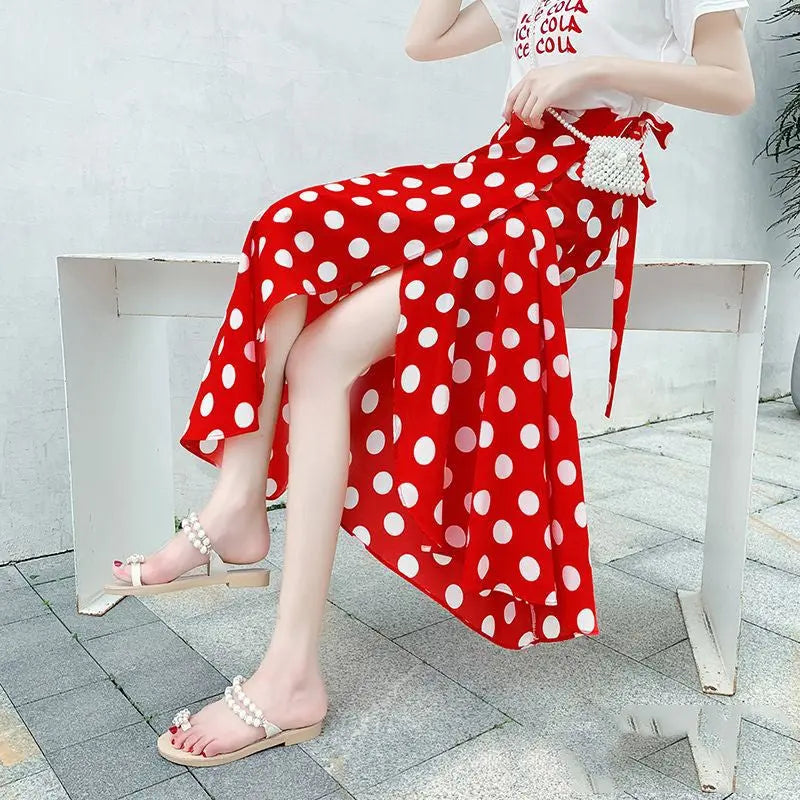 Sun-proof Skirt Chiffon Half-length High Waist A- Line With Lining CJ