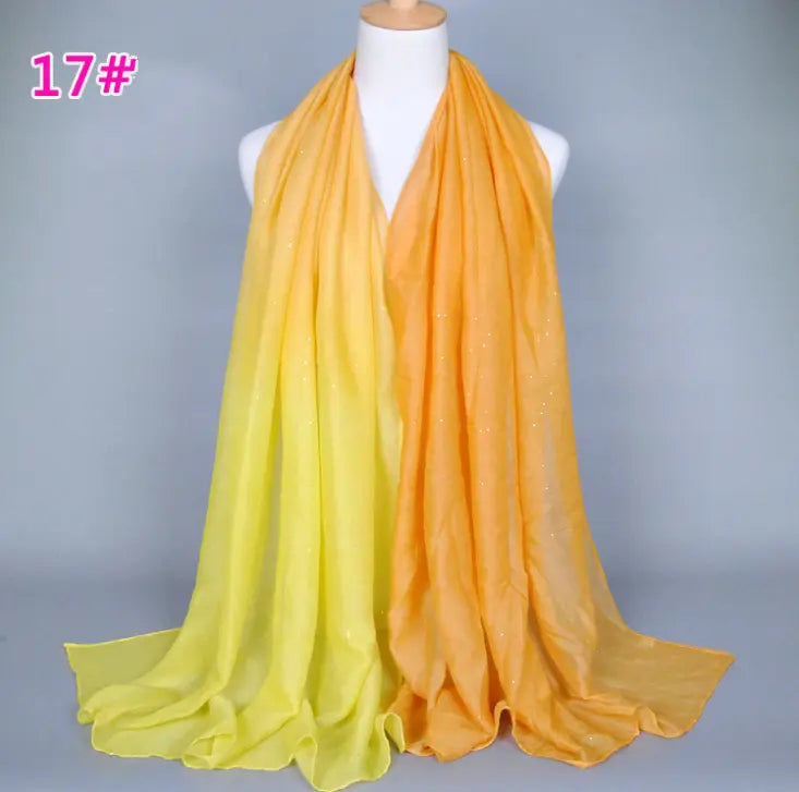 New cotton and linen Balinese women's scarf Classic hot stamping gradient autumn and winter women's scarf CJ