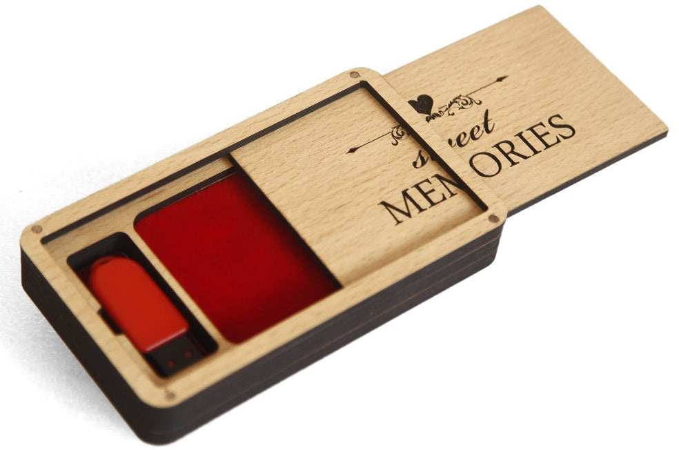 Wooden Pen Drive Organizer Box with Cover & Compartments - Stylish Storage Solution Attractive Sister