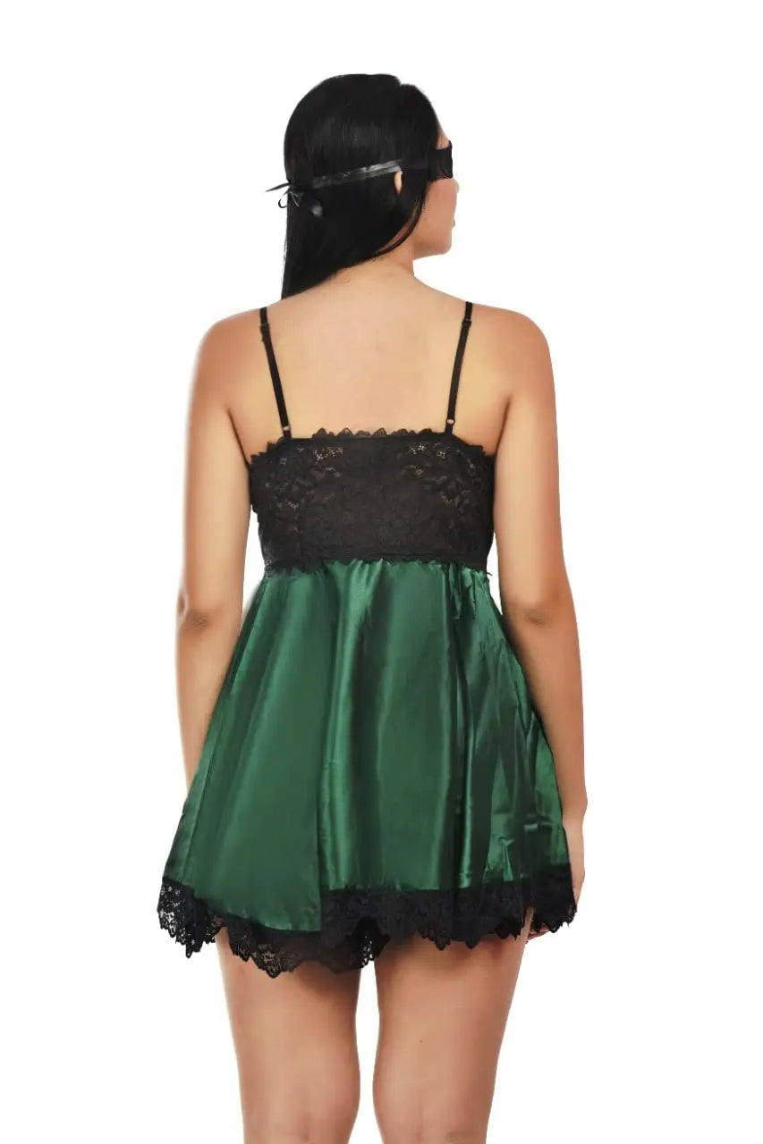 Women's Silk Babydoll Lingerie Set and Sexy Midi Babydoll with Thong Attractive Sister