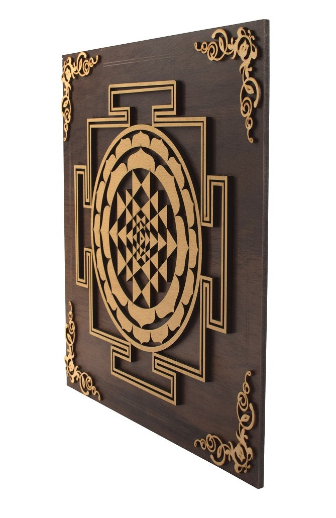 Boho Wooden Sri Yantra Mandala Art for Wall Decor Attractive Sister