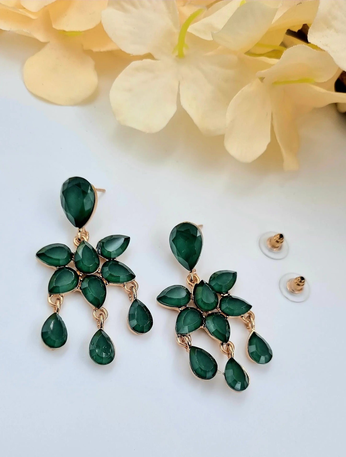 Dazzling Green Crystal Drop Earrings Attractive Sister