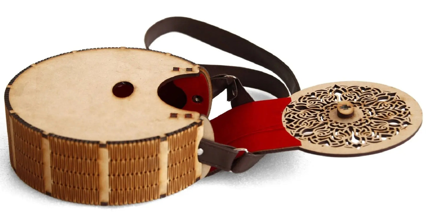 "Exquisite Handcrafted Circular Wooden Handbag with Intricate Floral Design – Perfect Rakhi Festival Gift" Attractive Sister