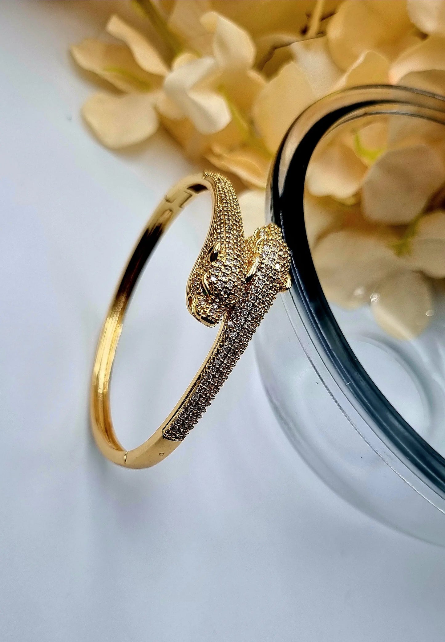 CZ Panther Bracelet Yellow Gold Plated Round Attractive Sister