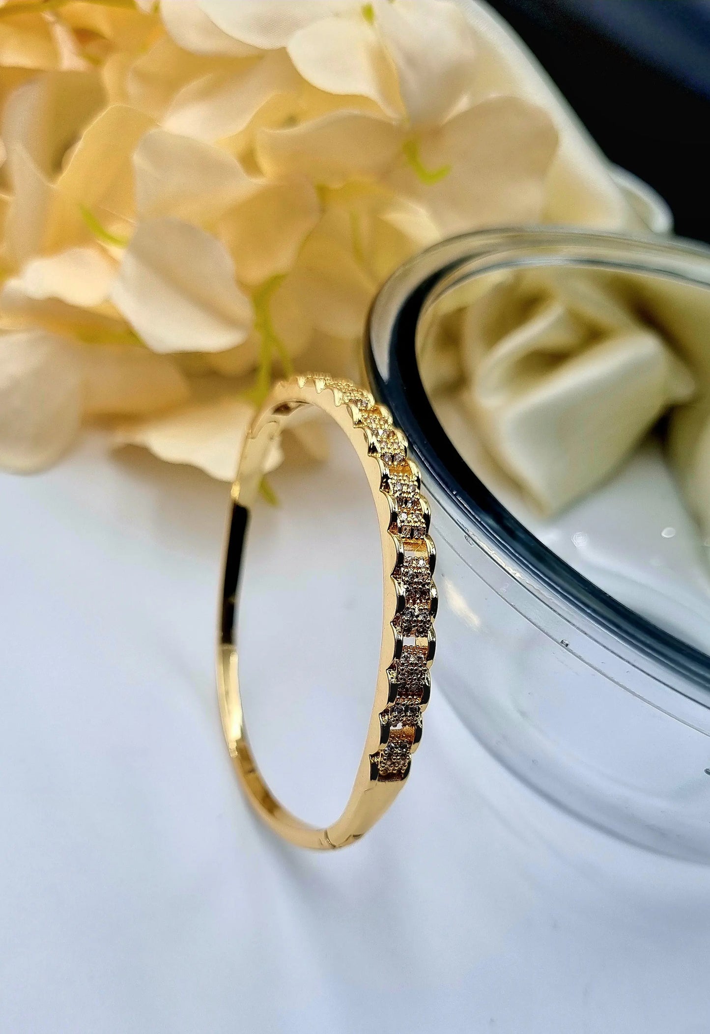 "Radiant Elegance: CZ Stone Bangle Bracelet" Attractive Sister