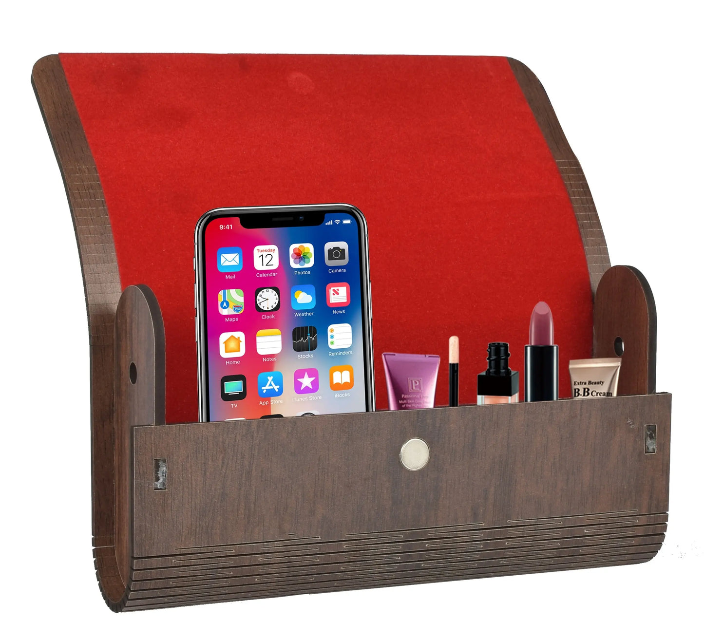 Women's Wooden Clutch Purse with Apple Inlay Attractive Sister