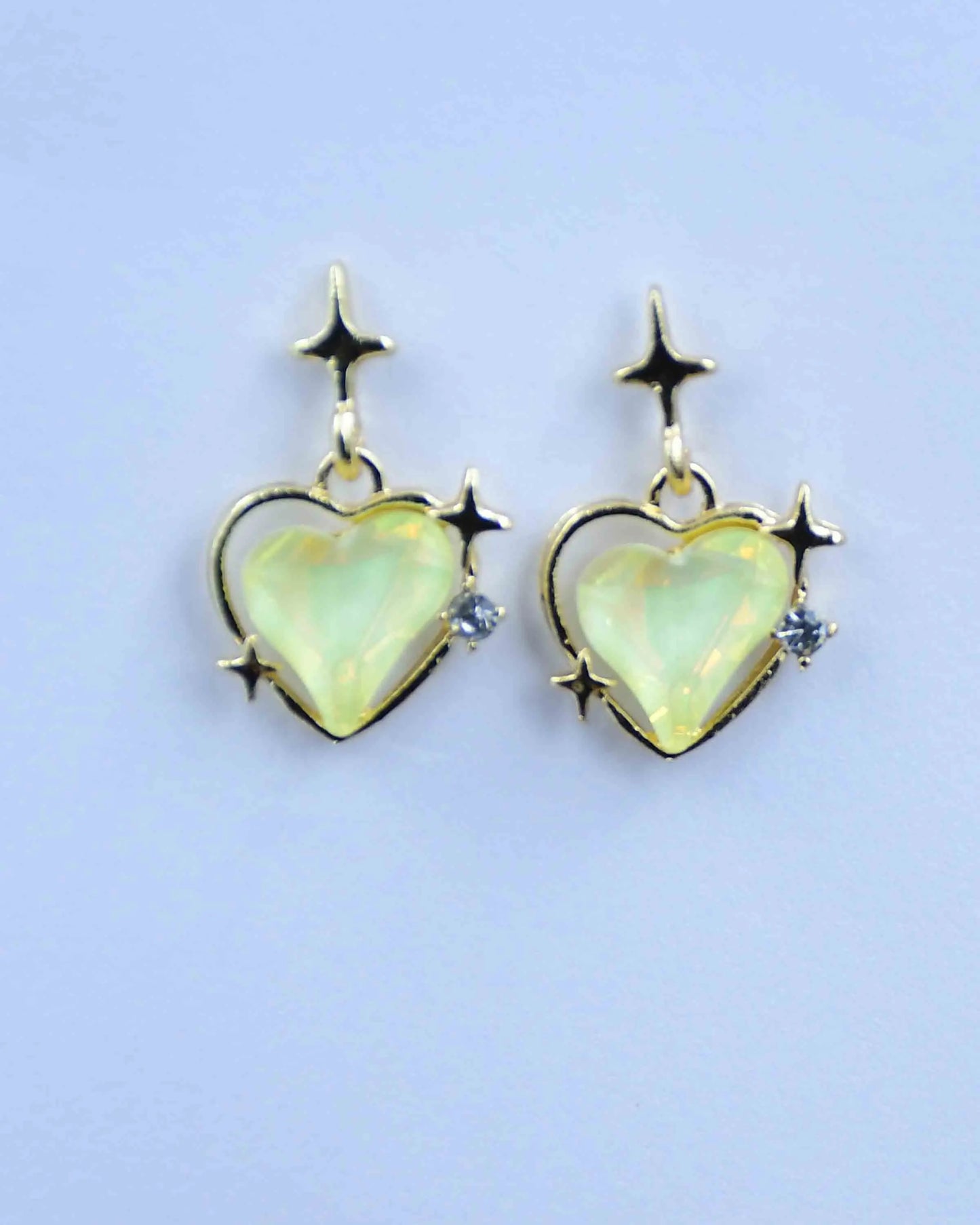 Gold Heart-Shaped Stud Earrings Attractive Sister