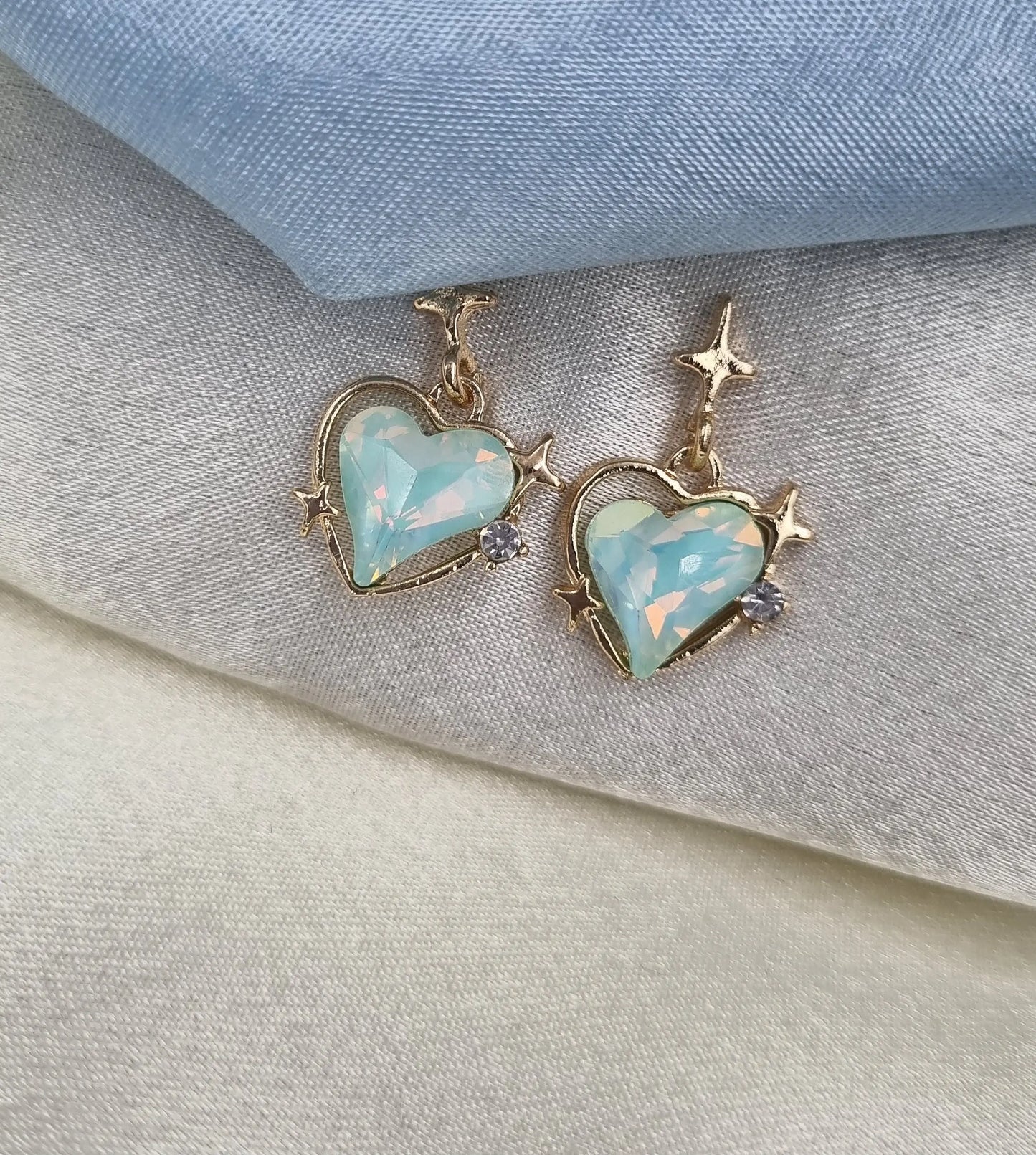 Gold Heart-Shaped Stud Earrings Attractive Sister
