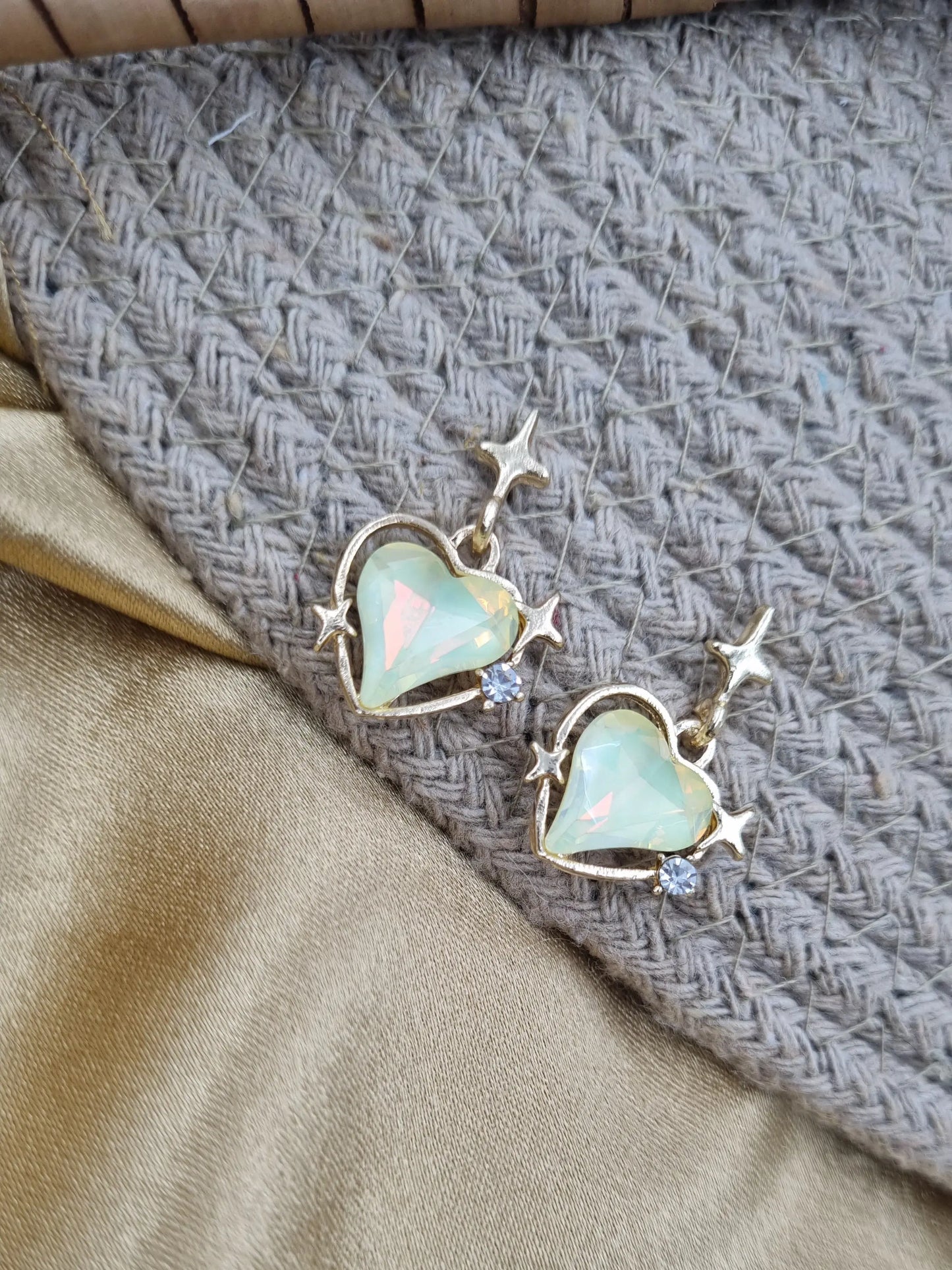 Gold Heart-Shaped Stud Earrings Attractive Sister