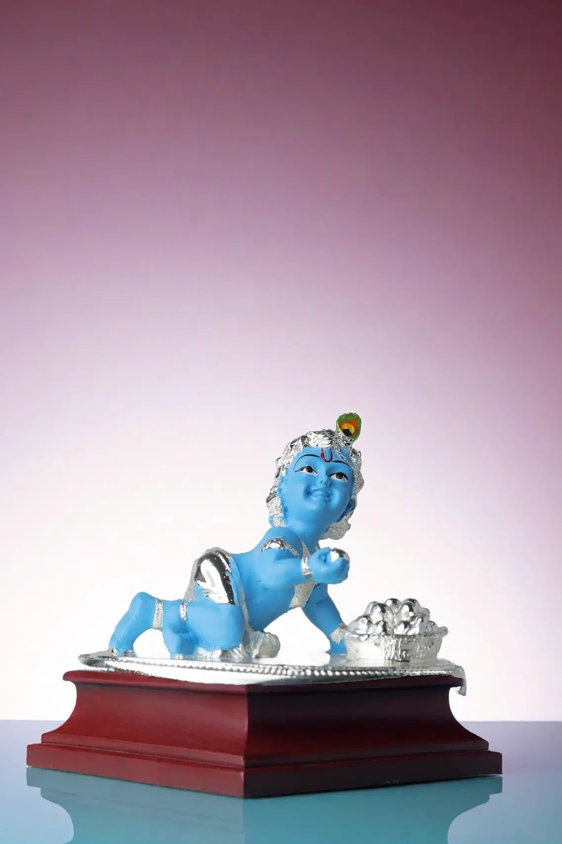 "Handcrafted Baby Krishna Idol with Silver Accents - Divine Décor" Attractive Sister